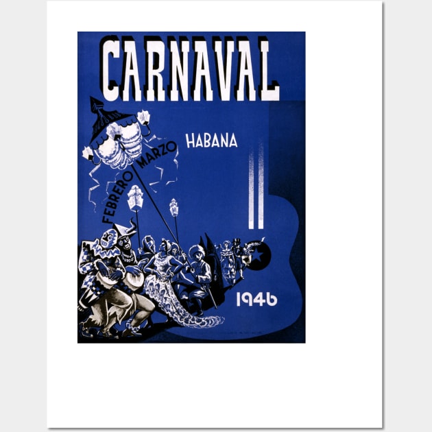 Vintage Travel Poster Cuba Habana Carnaval Wall Art by vintagetreasure